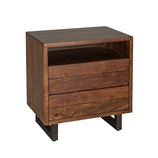 24" Walnut Wood Nightstand
