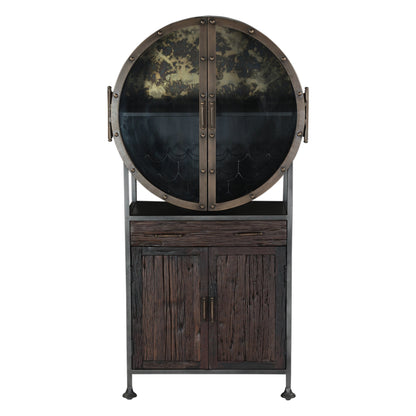 38" Reclaimed Hardwood Round Bar Cabinet