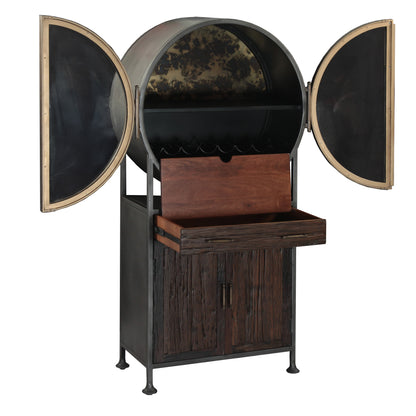38" Reclaimed Hardwood Round Bar Cabinet