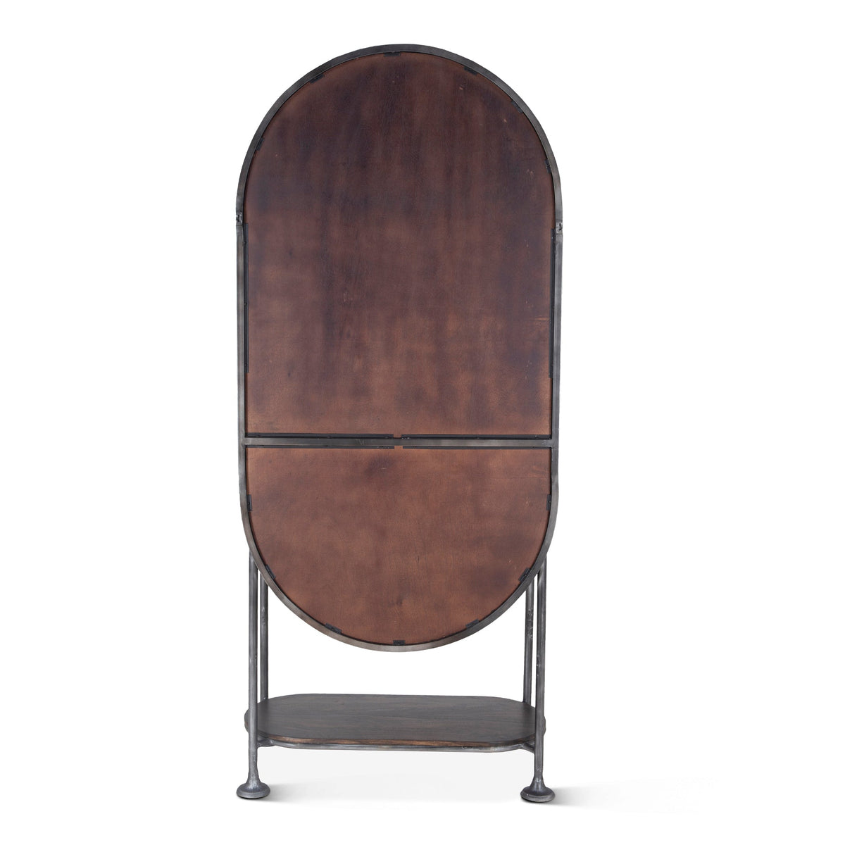 34" Dark Brown Oval Bar Cabinet