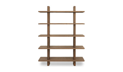 53" Dark Brown Solid Oak Large Bookcase