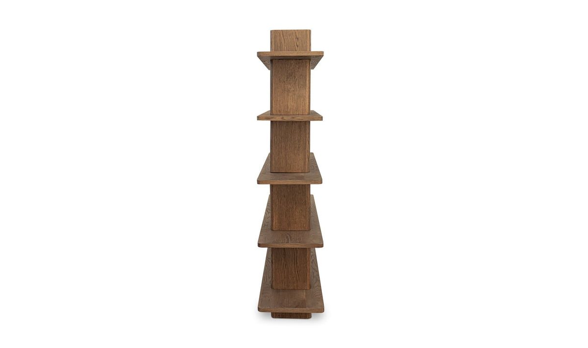53" Dark Brown Solid Oak Large Bookcase