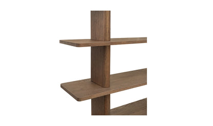53" Dark Brown Solid Oak Large Bookcase