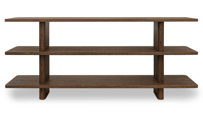 70" Dark Brown Solid Oak Small Bookcase