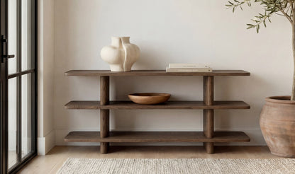 70" Dark Brown Solid Oak Small Bookcase