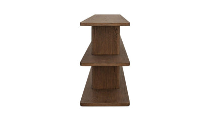 70" Dark Brown Solid Oak Small Bookcase