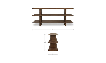 70" Dark Brown Solid Oak Small Bookcase