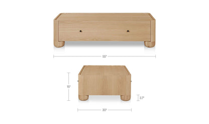 55" Natural Solid Oak Coffee Table