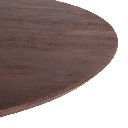 60" Walnut Brown Mango Wood Round Table