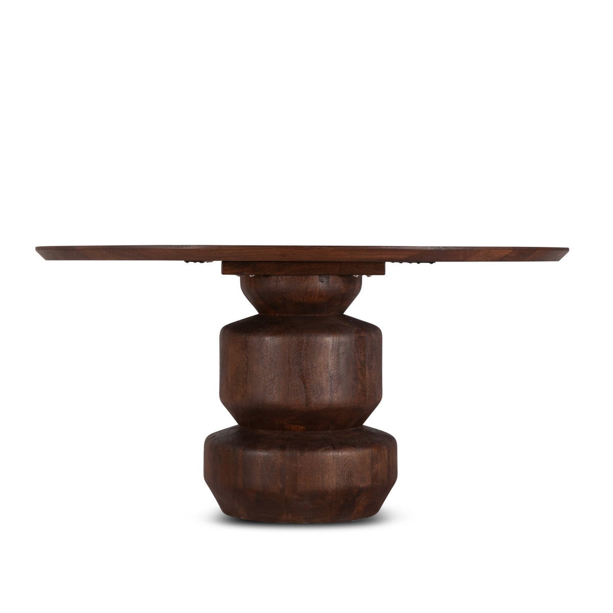 60" Walnut Brown Mango Wood Round Table