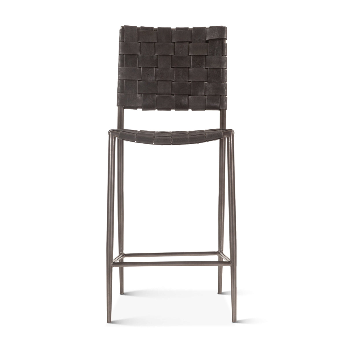 17" Black Buffalo Leather Counter Chair
