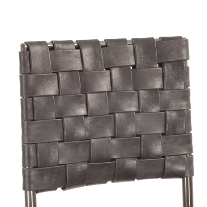 17" Black Buffalo Leather Counter Chair