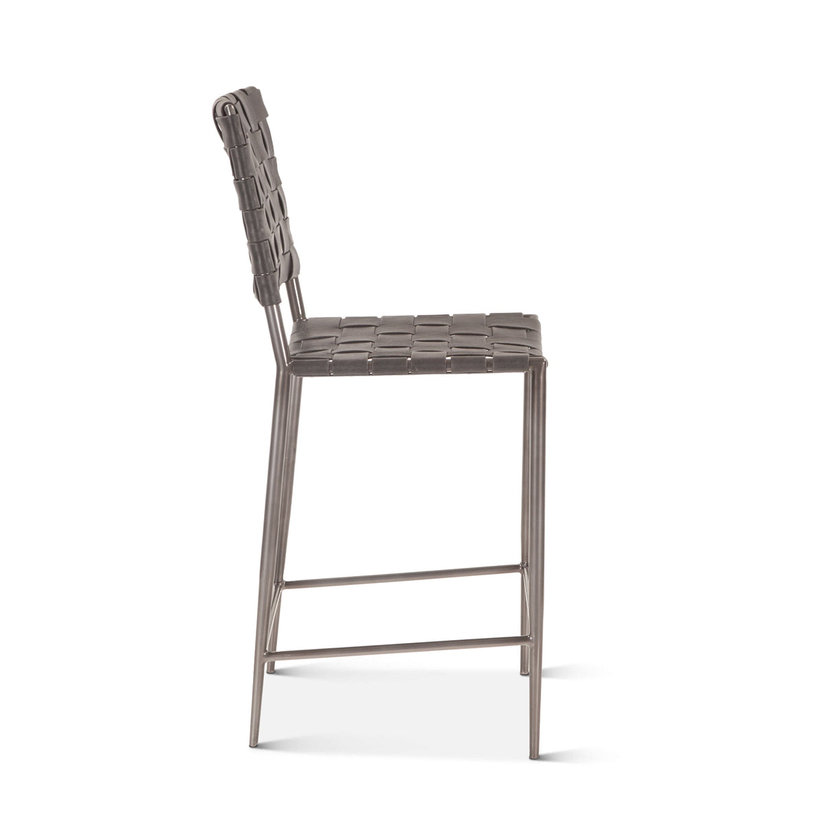 17" Black Buffalo Leather Counter Chair