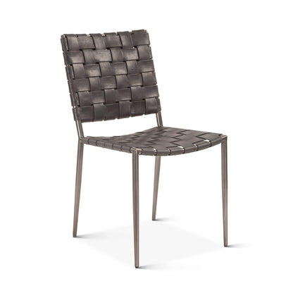 18" Dining Chair in Black Buffalo Leather