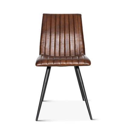 19" Dining Chair in Hand Washed Chestnut Leather