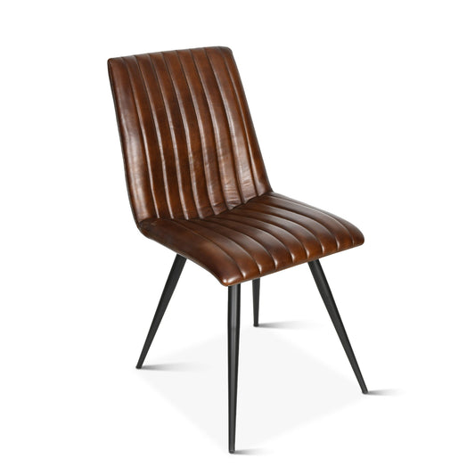 19" Dining Chair in Hand Washed Chestnut Leather