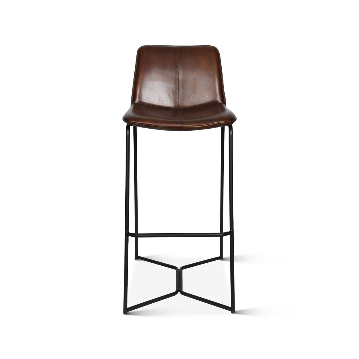 18" Hand-Washed Chestnut Leather Bar Chair