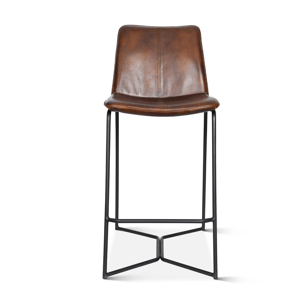 18" Hand Washed Chestnut Leather Counter Chair