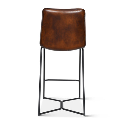 18" Hand Washed Chestnut Leather Counter Chair