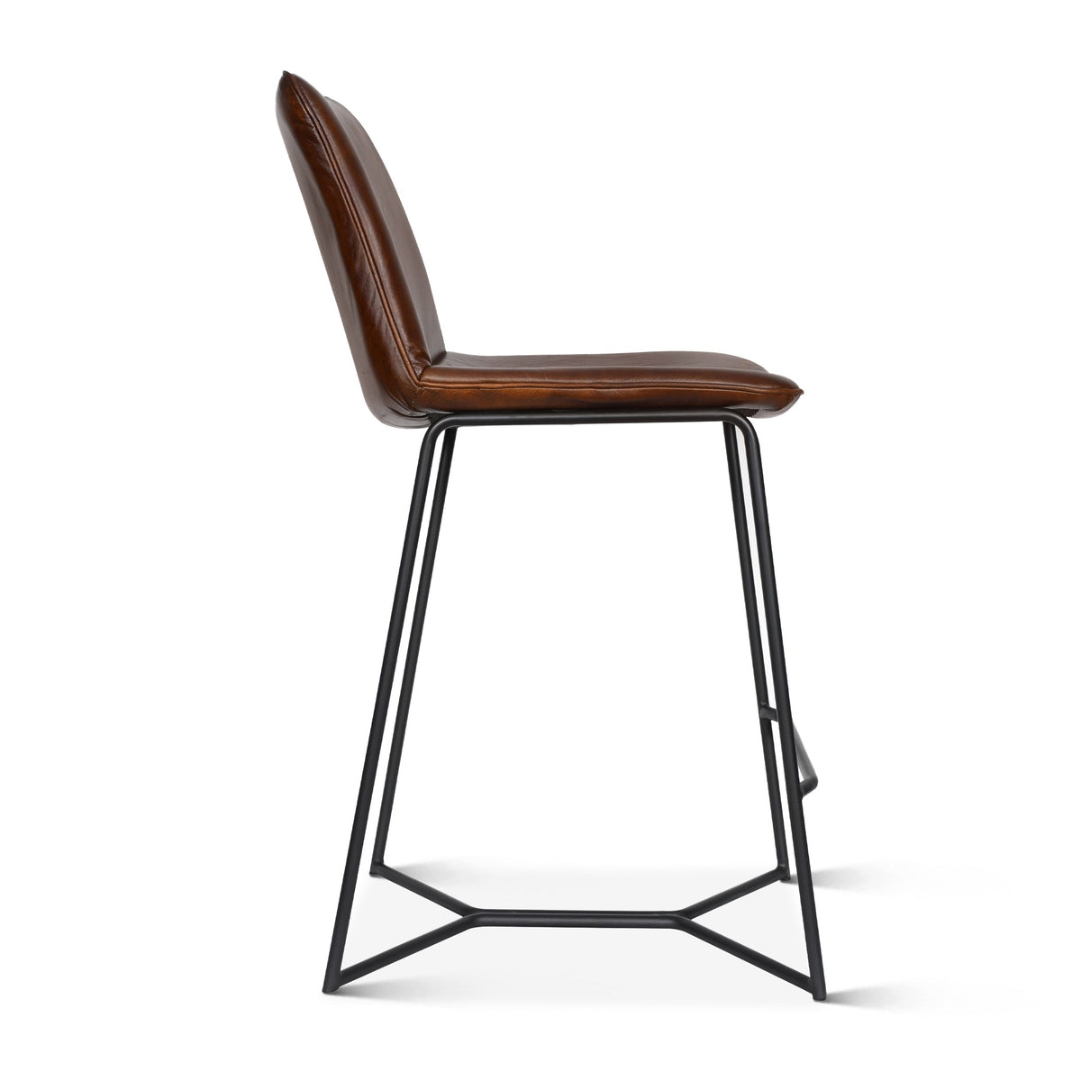 18" Hand Washed Chestnut Leather Counter Chair