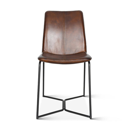 18" Dining Chair in Hand Washed Chestnut Leather