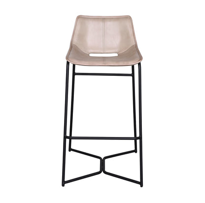 19" Antique Ivory Leather Bar Chair