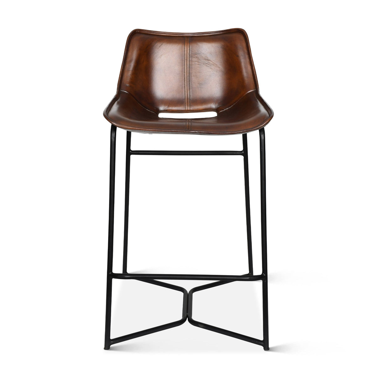 20" Hand Washed Chestnut Leather Counter Chair
