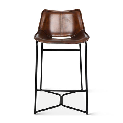 20" Hand Washed Chestnut Leather Counter Chair
