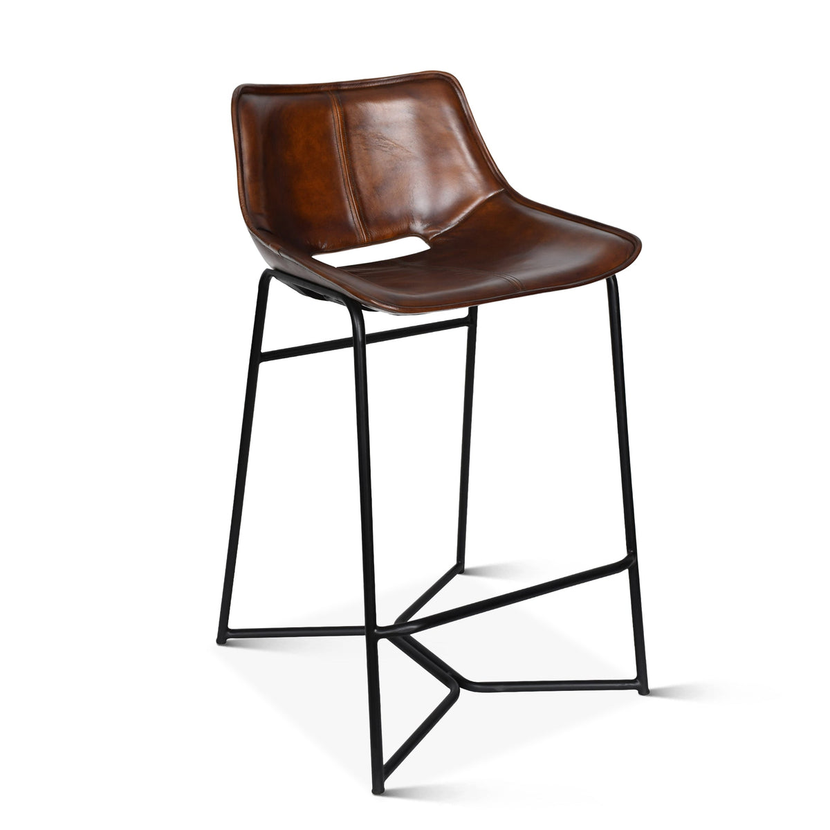 20" Hand Washed Chestnut Leather Counter Chair