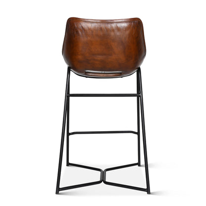 20" Hand Washed Chestnut Leather Counter Chair