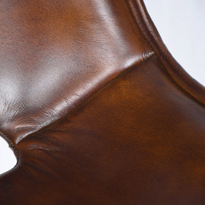 20" Hand Washed Chestnut Leather Counter Chair