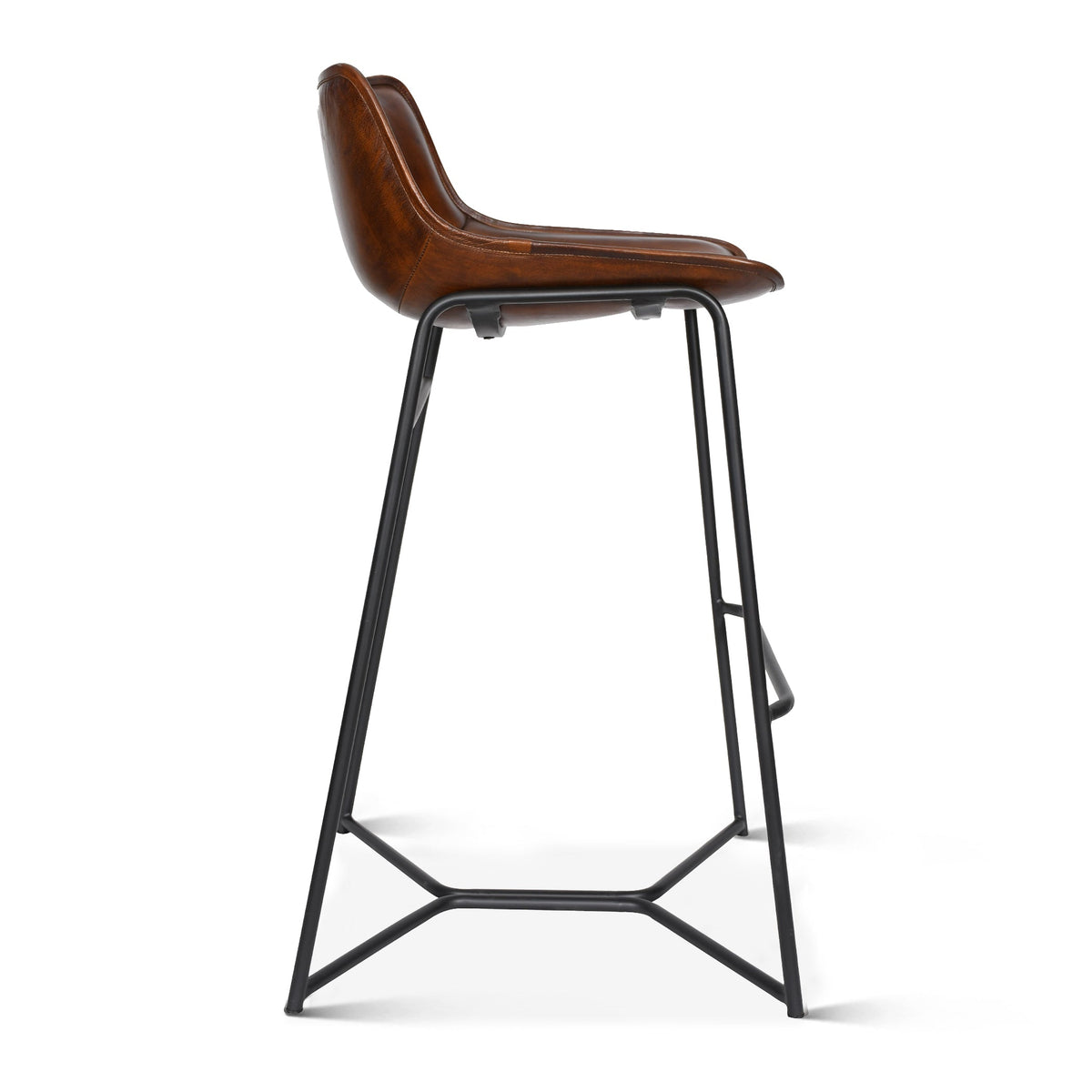 20" Hand Washed Chestnut Leather Counter Chair