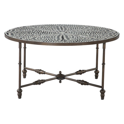 40" Floral Horn Inlay Iron Coffee Table