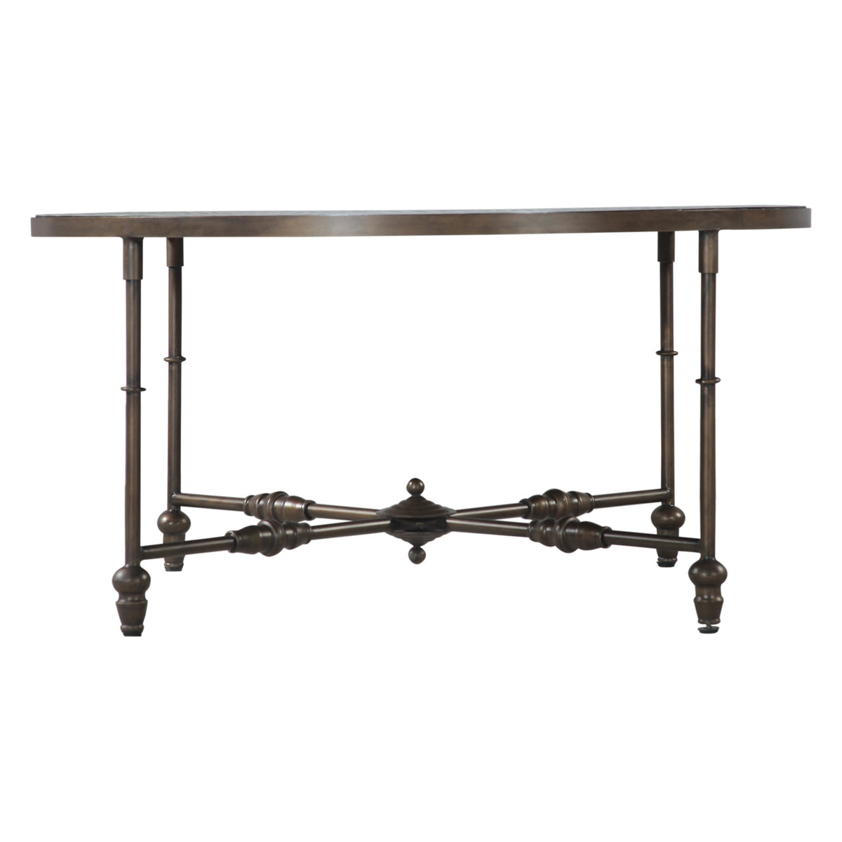 40" Floral Horn Inlay Iron Coffee Table