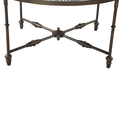 40" Floral Horn Inlay Iron Coffee Table