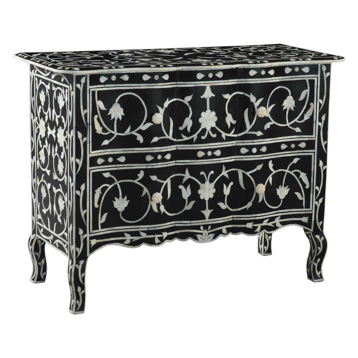 18" Floral Horn Inlay Mango Dresser