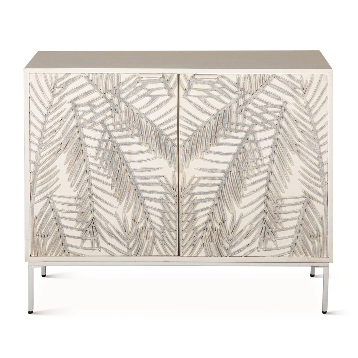 38" Coastal White Mango Wood Cabinet
