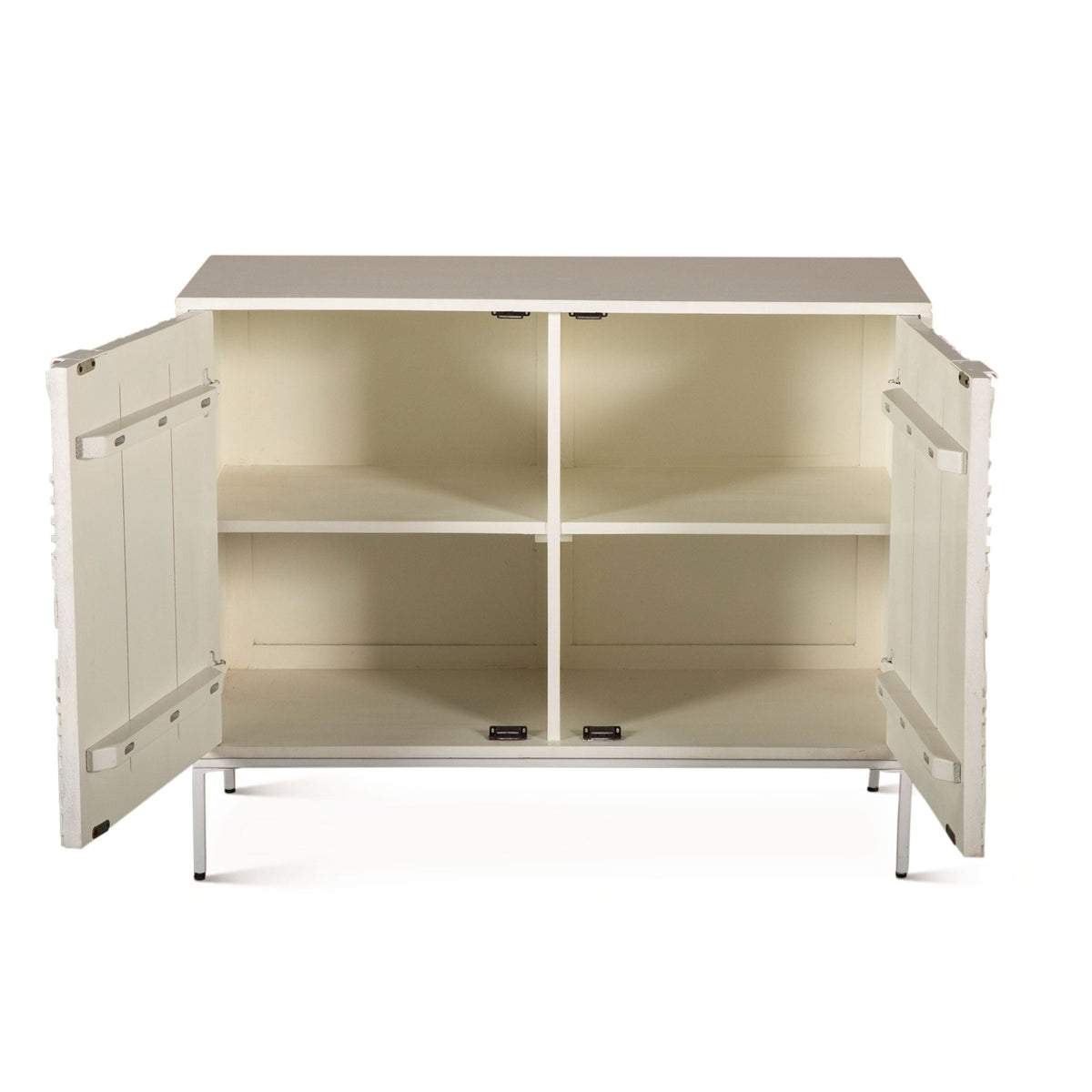 38" Coastal White Mango Wood Cabinet