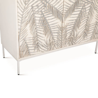 38" Coastal White Mango Wood Cabinet