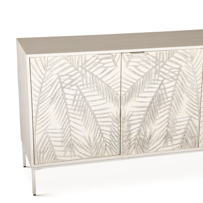 57" Coastal White Mango Wood Sideboard