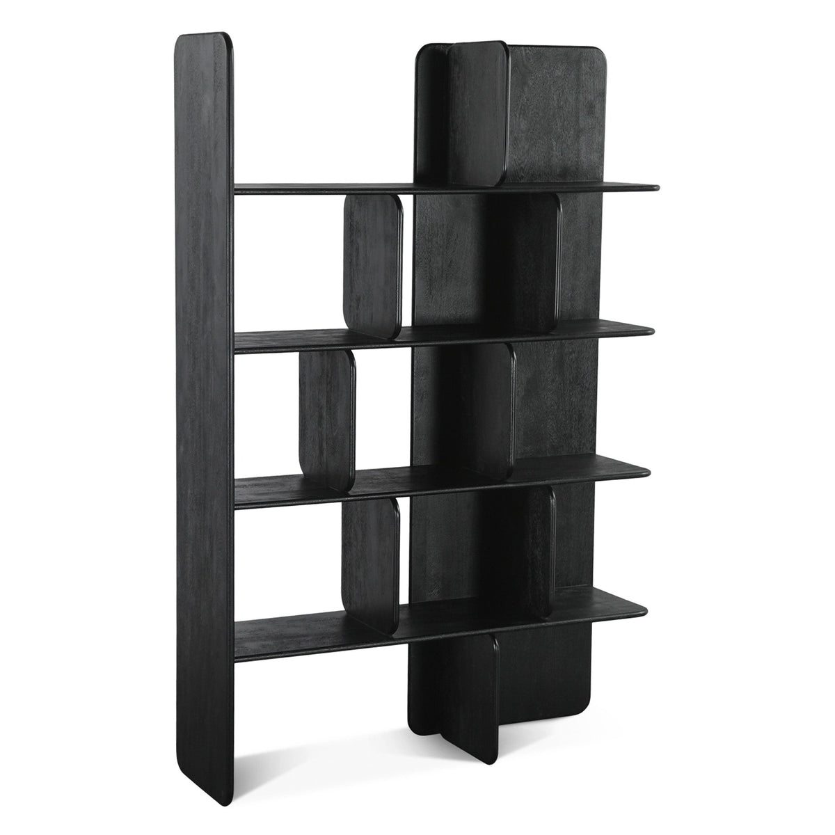47" Black Mango Wood Bookshelf