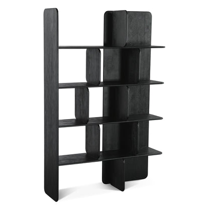 47" Black Mango Wood Bookshelf