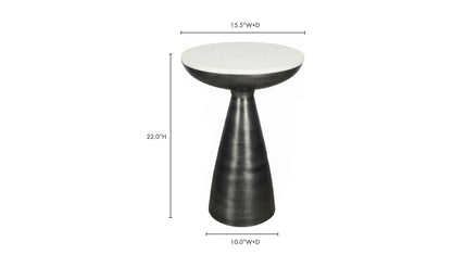 15.5" White Marble Side Table