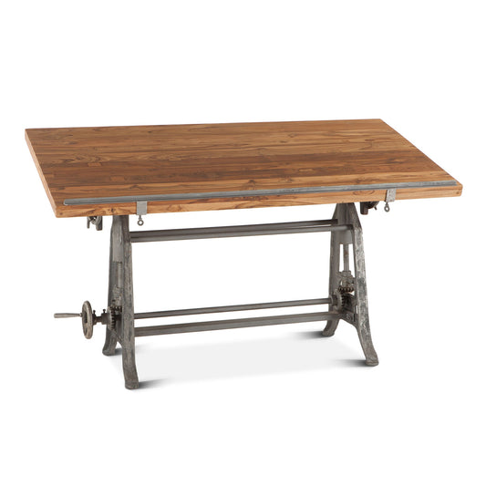 63" Natural Wood Adjustable Drafting Desk