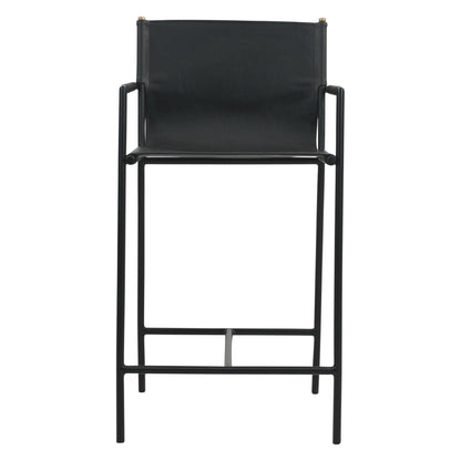20.25" Black Leather Counter Chair