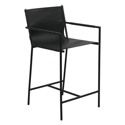 20.25" Black Leather Counter Chair