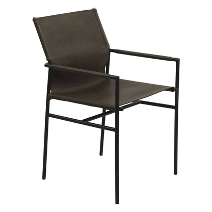 20.5" Armchair Olive Green Leather Dining Armchair