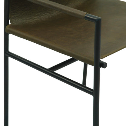 20.5" Armchair Olive Green Leather Dining Armchair