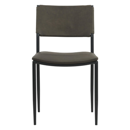 18" Olive Green Leather Dining Chair
