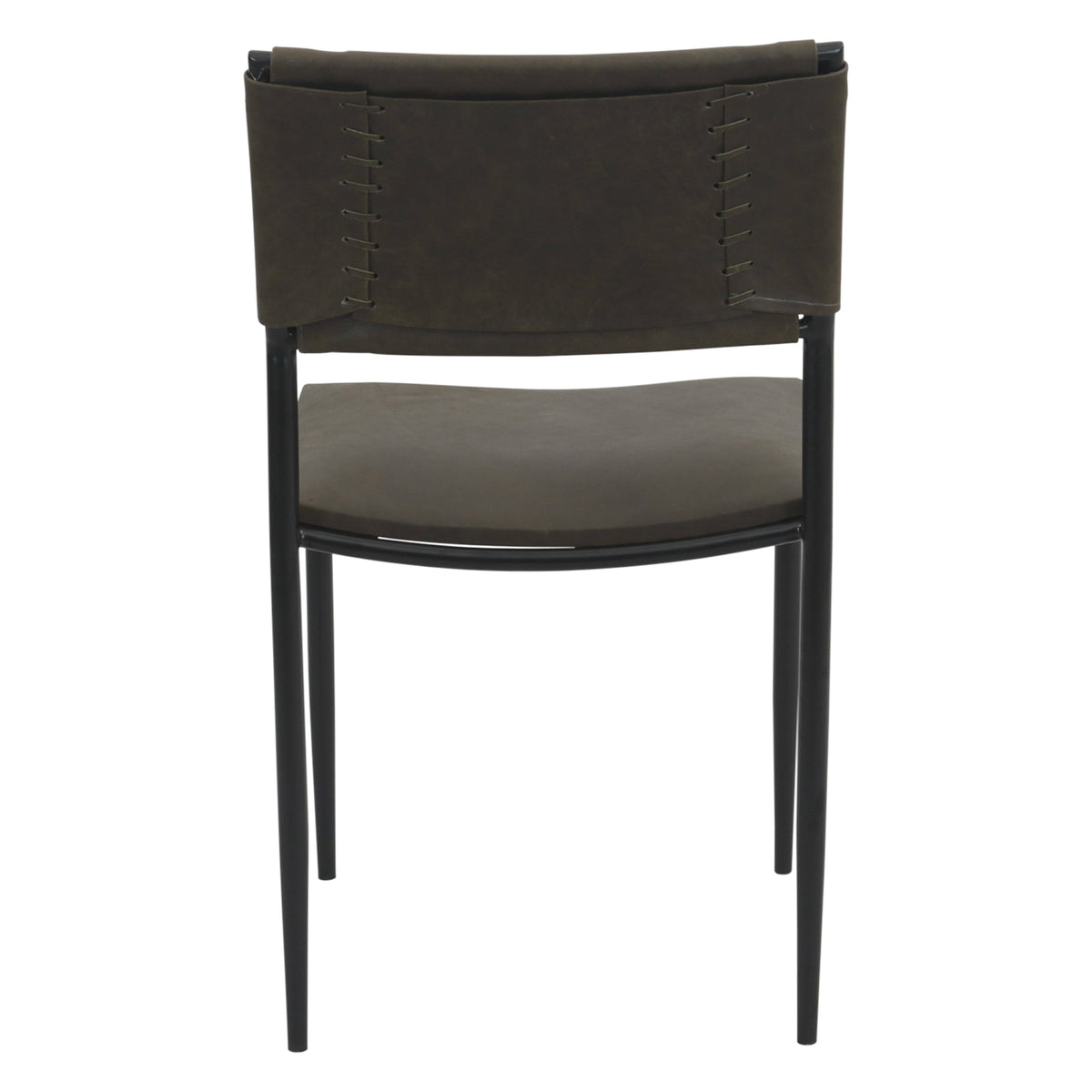 18" Olive Green Leather Dining Chair